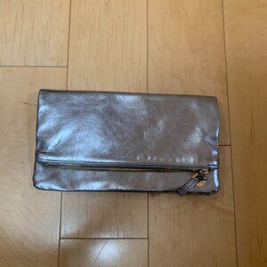 Clare V Foldover Silver Clutch